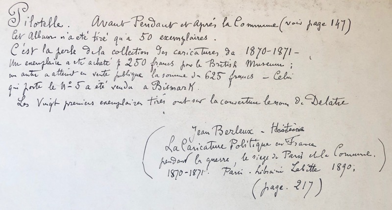 PILOTELL. Avant Pendant et Après la Commune. Croquis & Caricatures à l'eau-forte par Pilotell, ex directeur des Beaux Arts, ex Commissaire Spécial de la Commune, Condamné à mort par le 3èm. Conseil des Assassins Versaillais (9 janvier 1874). – Image 2