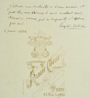 LABICHE (Eugène). Portrait avec envoi autographe signé.