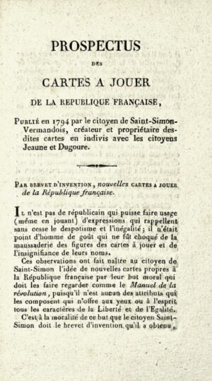 [Cartes à jouer]. Prospectus des cartes à jouer de la République française - Bonnefoi Livres Anciens