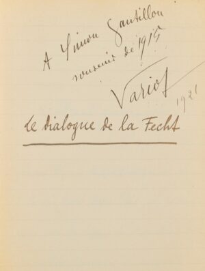 VARIOT (Jean). [Manuscrit autographe signé. Petits écrits de 1915]. Le Lac Noir... - Bonnefoi Livres Anciens