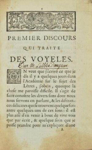 DANGEAU (Louis de Courcillon de). [Essais de grammaire].