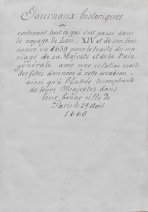 [Entrée du Roi et de la Reine dans la ville de Paris en 1660]. - Bonnefoi Livres Anciens