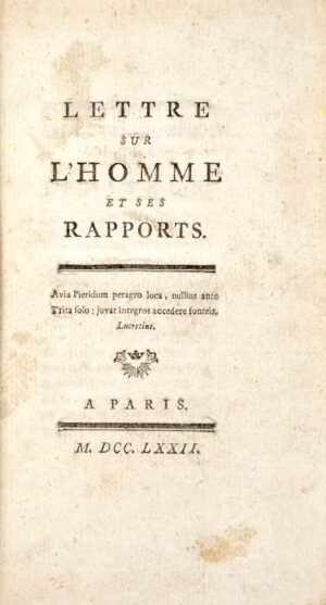 HEMSTERHUIS (Frans). Lettre sur l'homme et ses rapports.