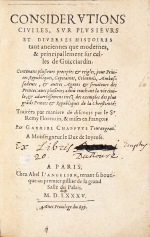 NANNINI (Remigio). Considérations civiles sur plusieurs et diverses histoires... - Bonnefoi Livres Anciens