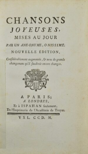 COLLÉ (Charles). Chansons joyeuses - Bonnefoi Livres Anciens
