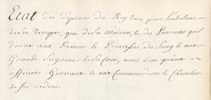 [Finances. Manuscrit. État des revenus et dépenses du domaine royal après la Guerre de Succession d'Autriche, 1740-1748]. Pour parvenir à la connaissance du revenu du Roy tel qu'il était avant cette dernière guerre ce ne sera pas un hors d'oeuvre de remonter à l'origine des impôts et d'en faire voir les différentes espèces. Je commence par les aydes.