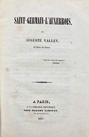 VALLET DE VIRIVILLE (Auguste). Saint-Germain-l'Auxerrois.