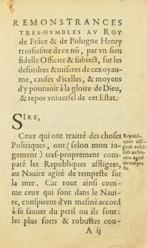 ROLLAND DU PLESSIS (Nicolas). Remonstrances tres-humbles au Roy de France et de... - Bonnefoi Livres Anciens