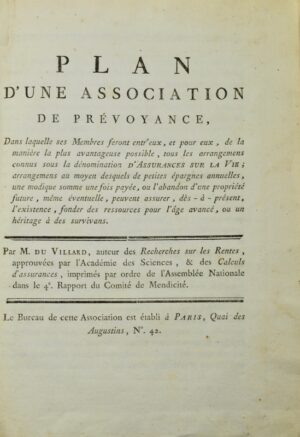 DEPARCIEUX (Antoine). Essai sur les probabilités de la durée de la vie humaine... - Bonnefoi Livres Anciens