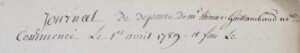 [Dauphiné. Manuscrit. Livre de compte domestique]. Journal de depense de M.e Etienne Guillambaud commencé le 1er avril 1789.