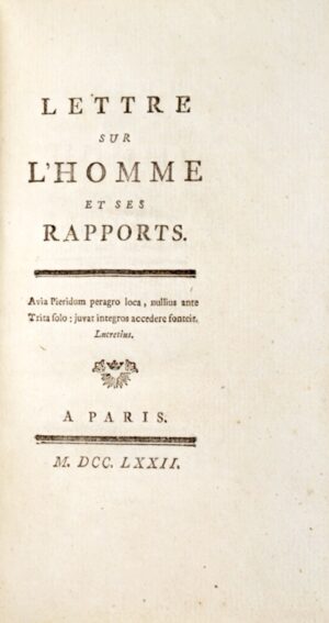 HEMSTERHUIS (Frans). Lettre sur l'Homme et ses rapports.