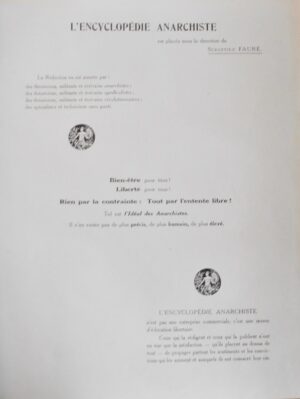 FAURE (Sébastien). Encyclopédie anarchiste. Sous la direction de Sébastien Faure.
