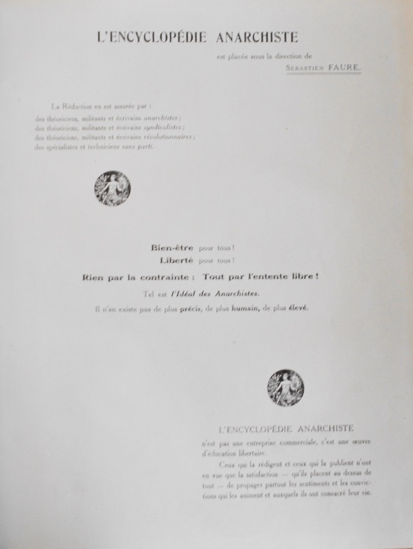 FAURE (Sébastien). Encyclopédie anarchiste. Sous la direction de Sébastien Faure.