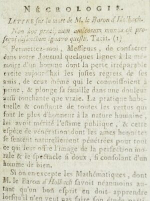 [HOLBACH (Paul Henri Dietrich - Bonnefoi Livres Anciens