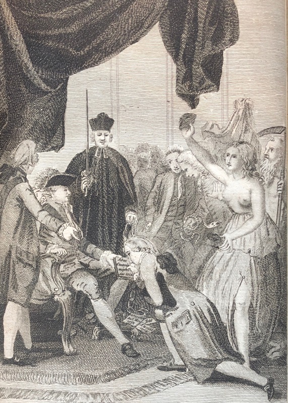 ROLAND (Charles-Nicolas). Mémoire au Roi Louis XVI. En Dénonciation d'Abus d'Autorité, & de Mépris des Loix, exercés contre moi Roland, Ci-devant Caissier pour Sa Majesté du Produit de la Vente des Grains, qui appartenoient au Gouvernement, sous le Règne précédent ; Régisseur & Caissier du Droit de Sortie sur les Grains passans à l'Etranger ; Receveur des Tailles de l'Election de Chartres, Généralité d'Orléans ; Caissier du Sr. Watelet, Receveur Général des Finances de la dite Généralité ; Caissier du Receveur Général des Domaines & Bois de la Généralité de Flandre, &c. ou Journal de mes Emprisonnemens, à la Bastille, Petit Châtelet, Conciergerie, & au Temple, (car est Prison tout Lieu d'où l'on ne peut sortir pour suivre ses Affaires). Récit Fidèles des Persécutions & Injustices que j'ai souffertes depuis le 15 Octobre 1779, jusqu'au mois de Juillet 1783, par l'Abus des Ordres du Roi, le Mépris des Loix, par la Chambre des Comptes de Paris, & par l'Incompétence et les Mal-Jugés de cette Chambre, lesquels elle a elle-même reconnus en partie par ses Arrêts subséquens, après avoir assuré ma Ruine ; ce qui m'a forcé de m'expatrier. Anecdotes, Pièces Justificatives, & Projets de Finances, par moi fournis à M. Necker, & par lui exécutés en partie. Le tout relatif au dit Mémoire ou Journal.