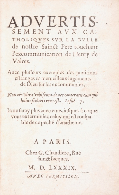 [Henri III et la Ligue]. - Bonnefoi Livres Anciens