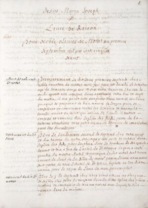 [Provence. Tarascon. 1659-1670]. Livre de Raison pour Noble Olivier de Mottet... - Bonnefoi Livres Anciens