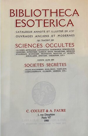 DORBON Ainé. Bibliotheca esoterica. - Bonnefoi Livres Anciens