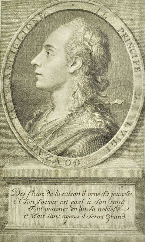 CASTIGLIONE (Luigi Gonzaga di). L'Homme de Lettres, Bon Citoyen, Discours philosophique & politique de son altesse Monseigneur le Prince Louis Gonzaga de Castiglione : prononcé à l'Académie des Arcades, à Rome l'année 1776. Traduit de l'Italien.