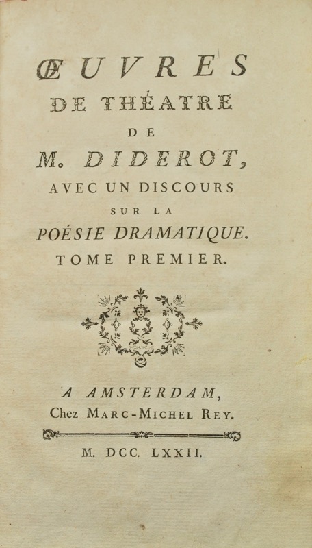 DIDEROT (Denis). Oeuvres de Théâtre, avec un Discours sur la poésie dramatique.
