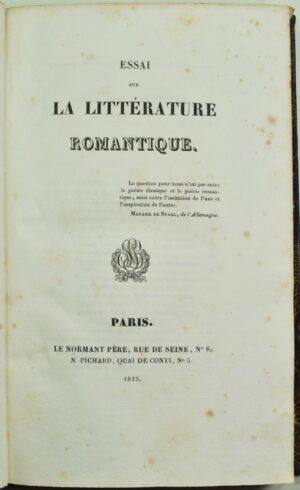 CASTELNAU (Junius). Essai sur la littérature romantique.