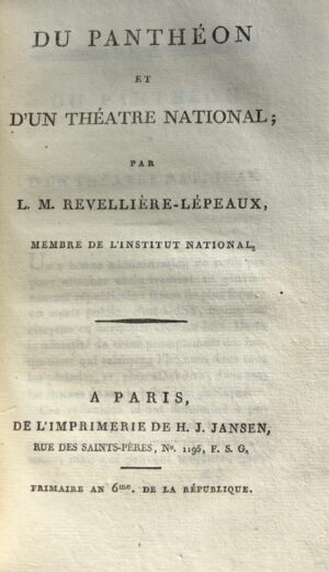 LA REVELLIERE-LEPEAUX (Louis-Marie de) & LECLERC (Jean-Baptiste). Opuscules moraux de L.M. Revellière-Lépeaux, et de J.B. Leclerc.