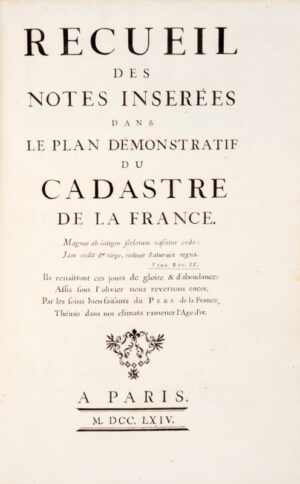 [Plan d’un Cadastre général. 1763. Manuscrit]. Recueil des notes insérées dans... - Bonnefoi Livres Anciens