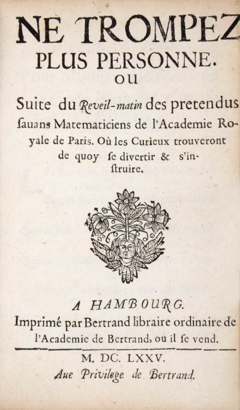 BERTRAND DE LA COSTE. Réveil matin fait par Monsieur Bertrand pour réveiller... - vue 2 - Bonnefoi Livres Anciens