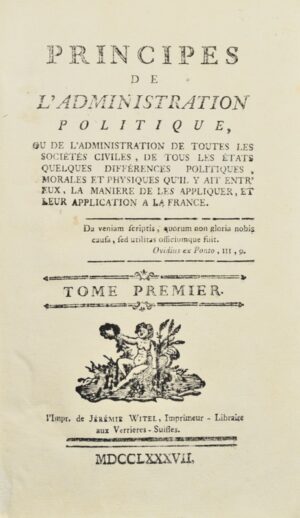 [Économie politique]. Principes de l&rsquo;Administration politique ou de... - Bonnefoi Livres Anciens