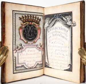 [Manuscrit enluminé]. Reflections sur quelques parolles de Iesus Christ. Particulierement sur les sept dernieres parolles qu'il a prononcées sur la Croix. Pour servir d'un saint entretien a l'ame chretienne pendant la messe.