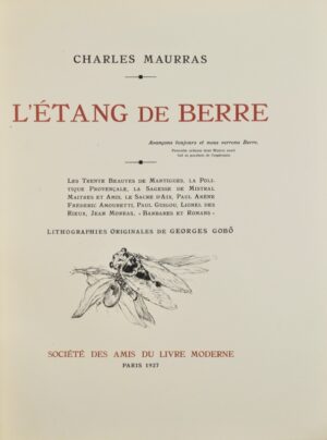 MAURRAS (Charles. L'Etang de Berre.