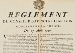 [Chasse. 1759]. Règlement du Conseil provincial d'Artois, concernant la chasse, du 13 août 1759.