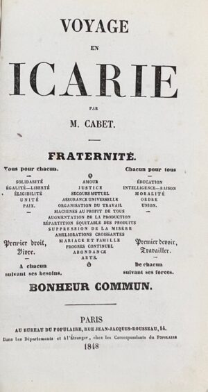 CABET (Étienne). Voyage en Icarie.