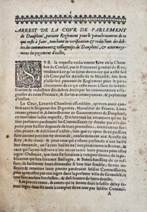 [Dauphiné. Finances. XVIIe]. - Bonnefoi Livres Anciens