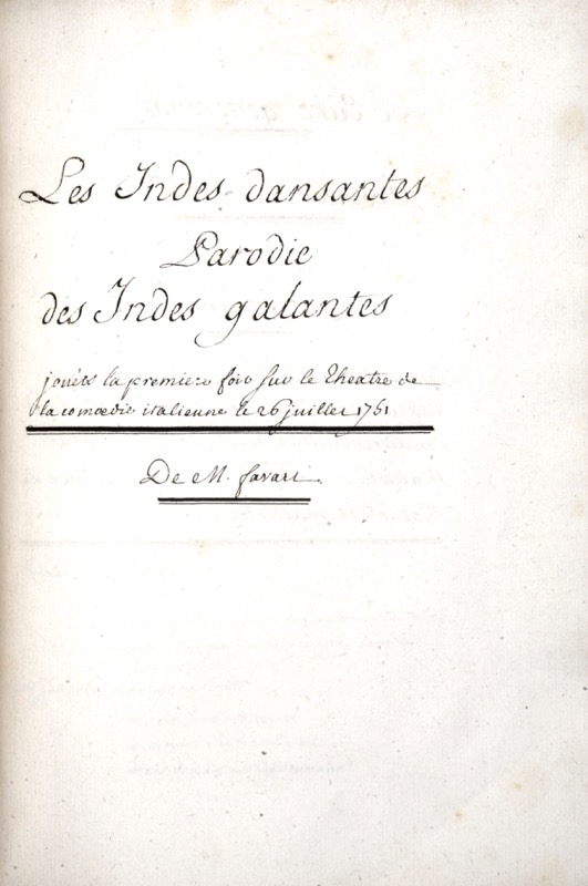 Parodies d’opéra. Manuscrit. Recueil de différentes Parodies jouées sur le Théâtre de la Comédie Italienne. – Image 2