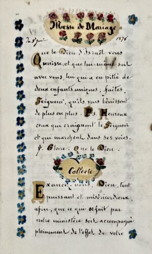 [Manuscrit. Livre de mariage]. Que cette union apporte à votre coeur des jours... - Bonnefoi Livres Anciens