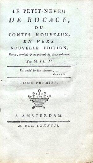 [PLUCHON-DESTOUCHES]. Le Petit-neveu de Bocace, ou Contes nouveaux, en vers. Nouvelle édition, revue, corrigée & augmentée de deux volumes.