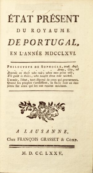 [DUMOURIEZ (Charles-François)]. État présent du royaume de Portugal, en l'année 1766.