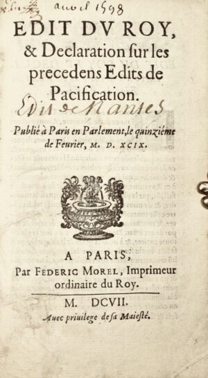 [Édit de Nantes]. Édit du roy - Bonnefoi Livres Anciens