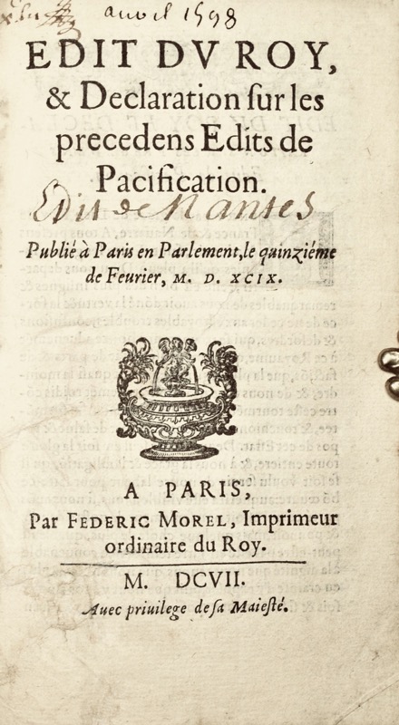 [Édit de Nantes]. Édit du roy - Bonnefoi Livres Anciens