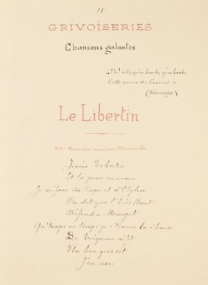 [Lice Chansonnière. Curiosa. Manuscrit]. Recueil de chansons et poésies... - Bonnefoi Livres Anciens