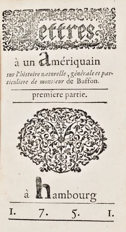 LELARGE DE LIGNAC (Joseph-Adrien). Lettres à un Amériquain, sur l'histoire naturelle, générale et particulière de Monsieur de Buffon.