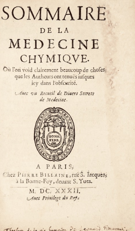FABRE (Pierre Jean). L’Abrégé des Secrets chymiques. Ou l’on void la nature des... - vue 2 - Bonnefoi Livres Anciens