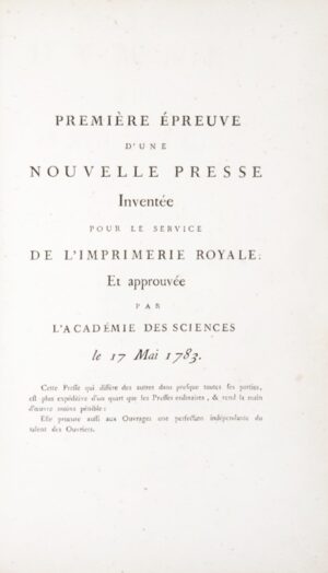 [Imprimerie Royale. Nouvelle Presse « à un coup »]. REYRAC - Bonnefoi Livres Anciens