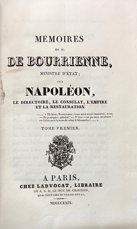 BOURRIENNE (Louis-Antoine Fauvelet de). Mémoires de M. de Bourrienne sur Napoléon, le Directoire, le Consulat, l'Empire et la Restauration. – Image 2