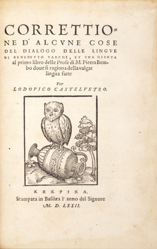 VARCHI (Benedetto). L'Hercolano, Dialogo di Messer Benedetto Varchi, Nel qual si ragiona generalmente delle lingue & in particolare della Toscana e della Fiorentina, composto da lui sulla occasione della disputa occorsa tra'l commendator Caro et M. Lodovico Castelvetro nuovamente stampato, con una tavola pienissima nel fine di tutte le cose notabili, che nell'opera si contengono. – Image 2