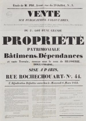[Vente sur publications volontaires. Brasserie Hollandaise. Paris. 1833]. Étude... - Bonnefoi Livres Anciens