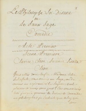[Théâtre. Marmontel adapté. Manuscrit]. Le Philosophe Soi-disant ou le Faux... - Bonnefoi Livres Anciens