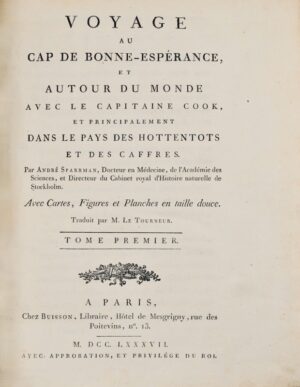 SPARRMAN (Anders). Voyage au Cap de Bonne-Esperance, et autour du monde avec le Capitaine Cook, et principalement dans le pays des hottentots et des caffres.