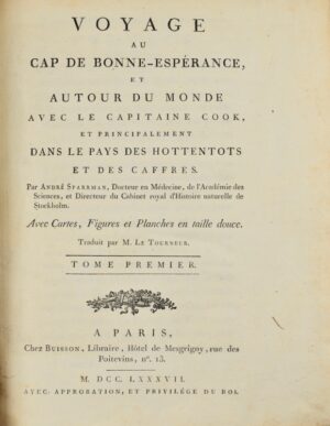 SPARRMAN (Anders). Voyage au Cap de Bonne-Esperance, et autour du monde avec le Capitaine Cook, et principalement dans le pays des hottentots et des caffres.